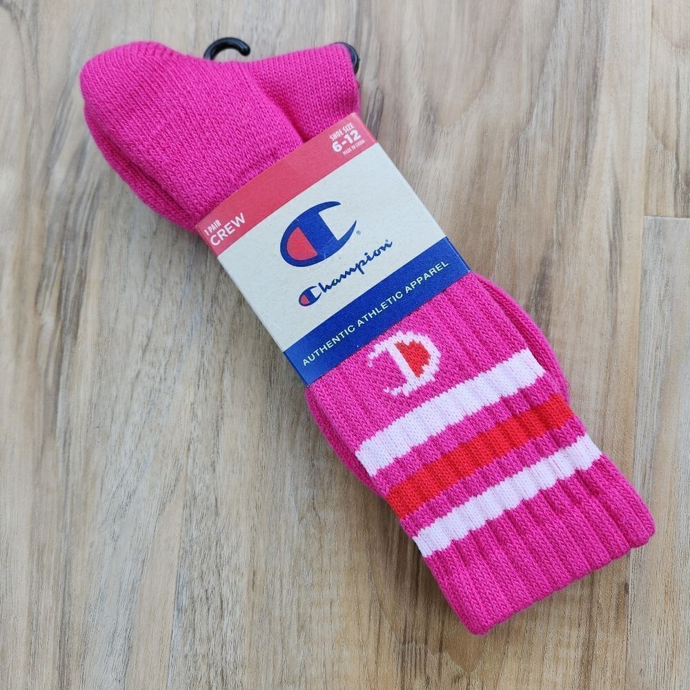 🔹️NWT Champion Pink Crew Socks Men's Size 6-12